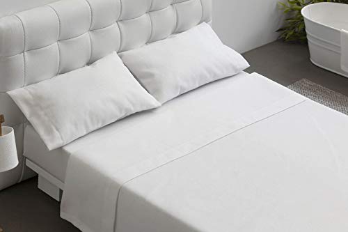 Burrito Blanco Funda de Almohada H11 de Hostelería Mezcla Algodón y Poliéster para Cama de Matrimonio de 135x190 cm | Fundas de Almohada de Hotel para Cama 135, Color Blanco