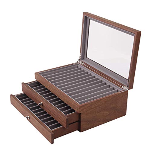 Caja Expositor para plumas o bolígrafos, Office Wood 3 niveles 34 tragamonedas Pluma Pantalla Pantalla Pen Collector Organizador Caja de vidrio Fuente de vidrio Fuente de pluma de pluma Oficina Vitrin