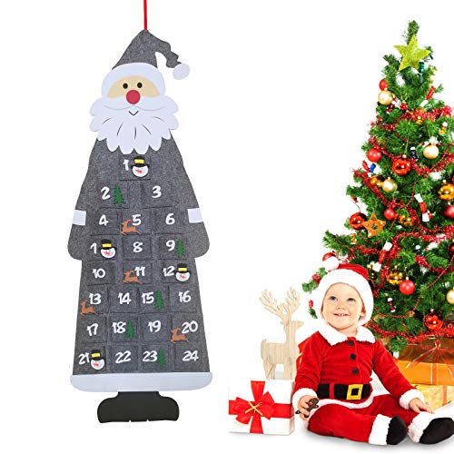Calendario de Adviento de Papá Noel, Calendario de Cuenta Regresiva Colgar en la Pared con 24 Bolsillos, para Habitaciones de Decoración, Árbol de Navidad, Puerta Repisa de Chimenea o Escaparate(Gris) Calendario de Adviento de Papá Noel, Calendario de Cuenta Regresiva Colgar en la Pared con 24 Bolsillos, para Habitaciones de Decoración, Árbol de Navidad, Puerta Repisa de Chimenea o Escaparate(Gris)