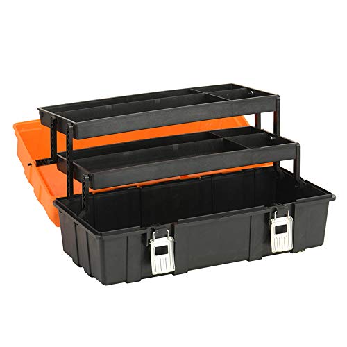 Capa 3 Caja de Herramientas 16.5 pulgadas Fold caja de almacenamiento de plástico de hardware con ELEVABLES bandejas multi hogar Reparación coche Contenedor de almacenamiento