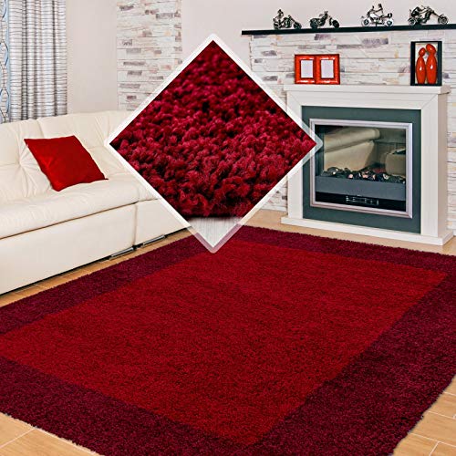 Carpet 1001 Shaggy, Pelo Largo Salón Alfombra Shaggy 2 de Color Rojo y el Burdeos - 80x150 cm Carpet 1001 Shaggy, Pelo Largo Salón Alfombra Shaggy 2 de Color Rojo y el Burdeos - 80x150 cm