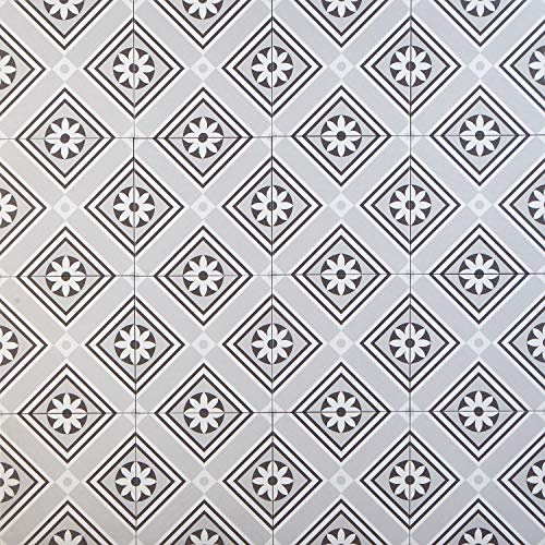 Casa Moro | Azulejos de cerámica mediterránea Sofía 20x20 cm 1m² cuadrado en gres porcelánico con aspecto de cemento | azulejos orientales para el suelo y las paredes cocina y el baño | FL7017