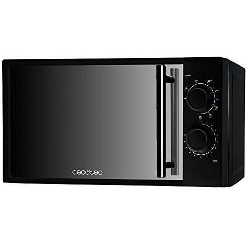 Cecotec Microondas All Black Grill. 700 W de Potencia, Capacidad de 20l, Grill de 900 W, 9 Niveles Funcionamiento, Temporizador 30 min, Modo Descongelar, Acabado Negro