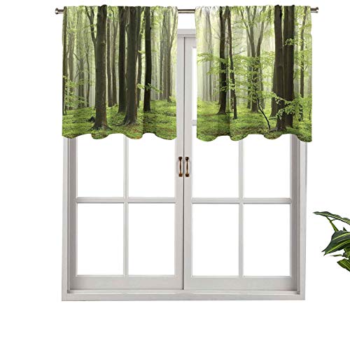 Cenefas de cortina con bolsillo para barra, cortinas de madera de haya en las montañas de la, juego de 2, 137 x 91 cm para ventana de cocina