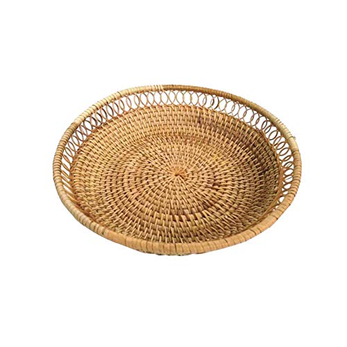 Cesta de mimbre redonda Bandeja de almacenamiento de bandeja de pan de frutas, cuencos de servir de ratán de mesa tejida a mano, cesta de ratán rústica Cesta de merienda casera, 8.7 / 11.4 pulgadas Cesta de mimbre redonda Bandeja de almacenamiento de bandeja de pan de frutas, cuencos de servir de ratán de mesa tejida a mano, cesta de ratán rústica Cesta de merienda casera, 8.7 / 11.4 pulgadas
