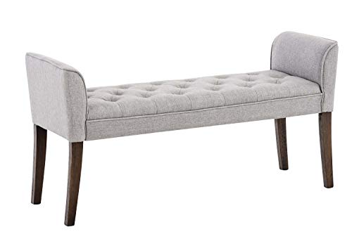 Chaise Longue Cleopatra con Tapizado de Tela I Banco Largo Acolchado en Estilo Chesterfield I Silla Larga I Color:, Color:Gris Claro, Color del Marco:Envejecido Oscuro