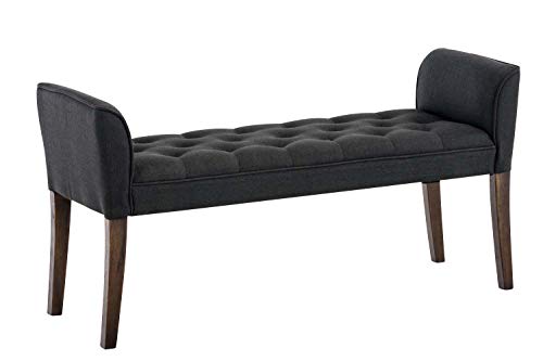 Chaise Longue Cleopatra con Tapizado de Tela I Banco Largo Acolchado en Estilo Chesterfield I Silla Larga I Color:, Color:Gris Oscuro, Color del Marco:Envejecido Oscuro