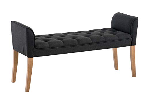 Chaise Longue Cleopatra con Tapizado de Tela I Banco Largo Acolchado en Estilo Chesterfield I Silla Larga I Color:, Color:Gris Oscuro, Color del Marco:Envejecido Claro