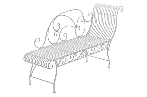 CLP Tumbona de Jardin Karma en Estilo Rústico I Banco en Diseño Chaiselongue I Tumbona de Jardín Exterior I Banco de Exterior de Hierro I Color:, Color:Blanco Envejecido