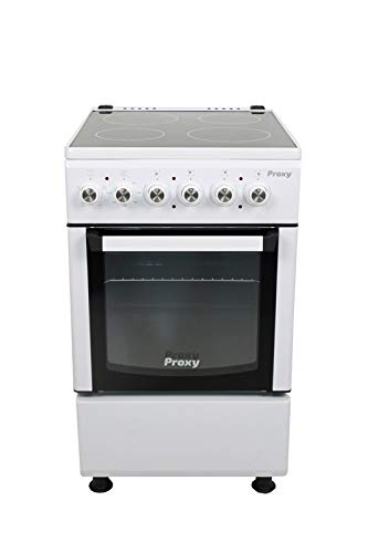 Cocina vitrocerámica 50 cm de ancho con horno eléctrico PROXY, color blanco, 4 zonas vitro y horno eléctrico 4 funciones. Cocina vitrocerámica 50 cm de ancho con horno eléctrico PROXY, color blanco, 4 zonas vitro y horno eléctrico 4 funciones.