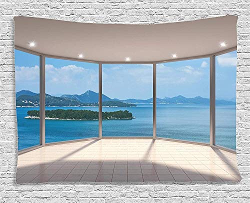 Colecci¨®n de decoraci¨®n de la casa ¨¢rea de sal¨®n moderna y vac¨ªa con ventana grande y vista al mar Arquitectura contempor¨¢nea Dormitorio Sala de estar Dormitorio Tapiz colgante de pared Pulgada Colecci¨®n de decoraci¨®n de la casa ¨¢rea de sal¨®n moderna y vac¨ªa con ventana grande y vista al mar Arquitectura contempor¨¢nea Dormitorio Sala de estar Dormitorio Tapiz colgante de pared Pulgada