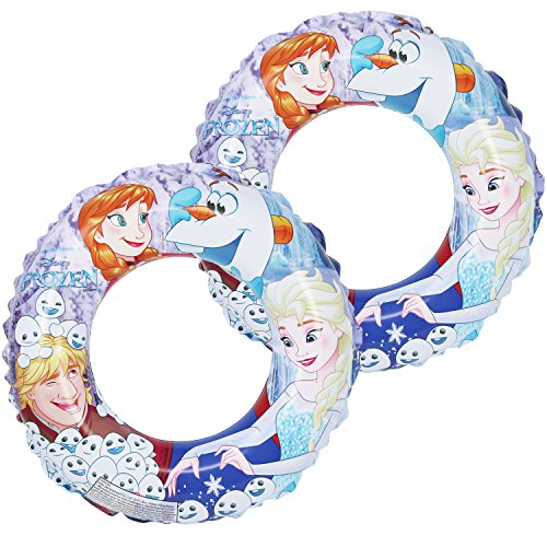 com-four® 2X Neumáticos de natación de la película de Disney Frozen - Anillo de natación con Motivos de Anna, Elsa, Olaf y Kristoff (02 Piezas - Ø 45cm La Reina de Hielo)