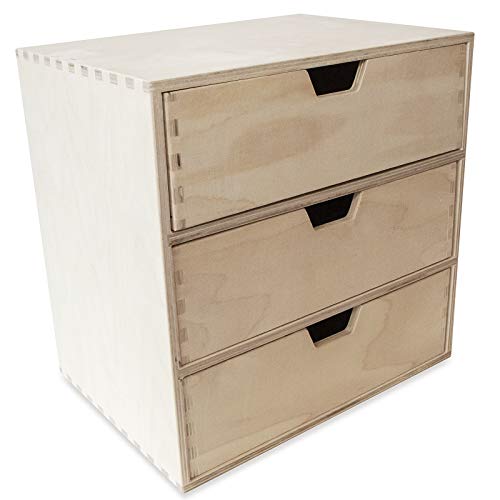 Creative Deco Pequeña Cajonera Madera | 3 Cajones | 28,5 x 20 x 28,5 cm | Mini Armario de Almacenaje | Madera Contrachapada sin Tratar Pintar, Decoupage y Decoración Creative Deco Pequeña Cajonera Madera | 3 Cajones | 28,5 x 20 x 28,5 cm | Mini Armario de Almacenaje | Madera Contrachapada sin Tratar Pintar, Decoupage y Decoración
