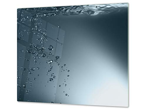 Cubre vitro de cristal templado – Protector de encimera de vidrio templado – Resistente a golpes y arañazos – UNA PIEZA (60 x 52 cm) o DOS PIEZAS (30 x 52 cm); D02 Serie Agua: Agua 1