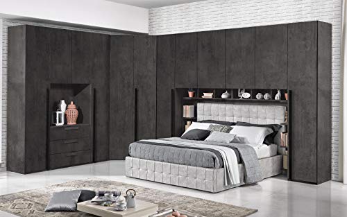 Dafne Italian Design Dormitorio completo con puente – óxido, estilo moderno (cama de matrimonio y armario)