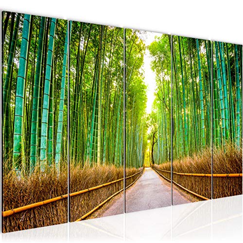 decoración de la mesa de bambú de la pared - 200 x 80 cm Vista de impresión en lienzo Salón Apartamento - listo para colgar - 610455a