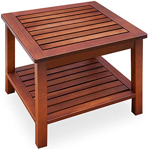 Deuba Mesa Auxiliar aceitada Mesa de Centro de Madera de Acacia mesita de jardín salón 45x45x45 cm Mesa de café de Patio