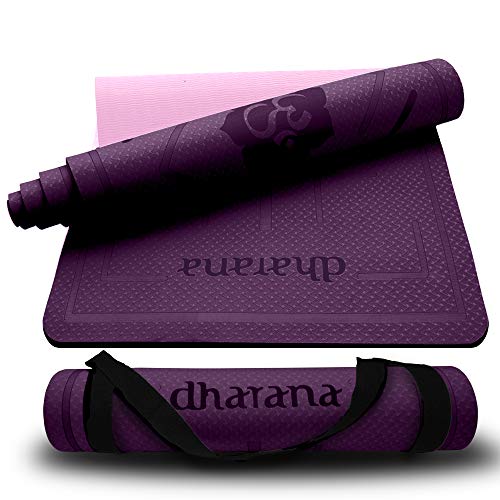 Dharana Esterilla Yoga Mat Antideslizante Profesional- Colchoneta Gruesa para Deportes - Gimnasia Pilates Fitness - Ecológica -183cm Largo - 61cm Ancho - 0.6cm Grosor