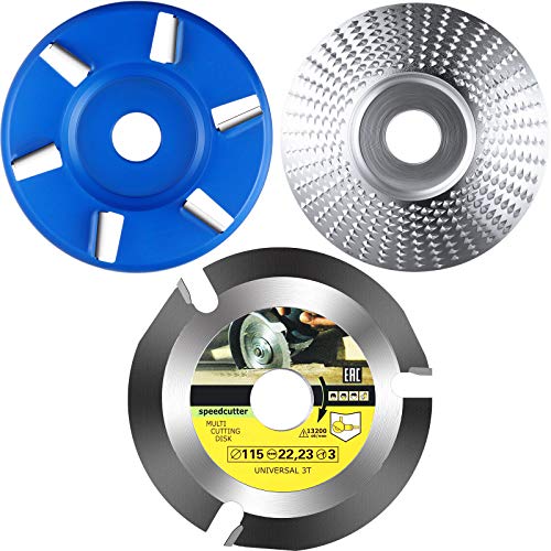 Disco de Amoladora Angular Disco de Talla Madera Disco Abrasivo Tallar, Cuchillo Sierra Circular con 3 Dientes y Disco Turbo de Talla en 5 Dientes para Placa Rueda Pulido Lijado, 3 Piezas Disco de Amoladora Angular Disco de Talla Madera Disco Abrasivo Tallar, Cuchillo Sierra Circular con 3 Dientes y Disco Turbo de Talla en 5 Dientes para Placa Rueda Pulido Lijado, 3 Piezas