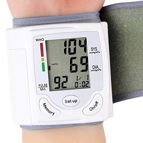 DRhomehouse Pantalla LCD Monitor de presión Arterial Medidor de Pulso de muñeca Pulsómetro Digital automático Esfigmomanómetro Herramienta de diagnóstico Familiar