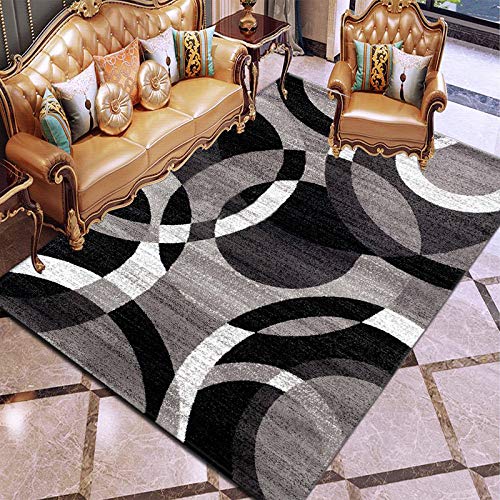 DRTWE Alfombra,Círculos Blancos Negros Impresos Anti-Skid Rug Alfombras Al Lado del Sofá Cama Fluffy Shaggy Piel Caliente Home Decoración Alfombras Interiores Al Aire Libre Niños Juegan Mat,1