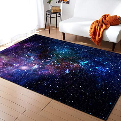 DRTWE Alfombra,Moda Estrellado Universo Patrón Anti-Skid Alfombra Terciopelo Shaggy Rug Junto A La Cama del Sofá para La Sala De Estar Dormitorio Office Hotel Niños Juegan Al Estera,40 * 60Cm