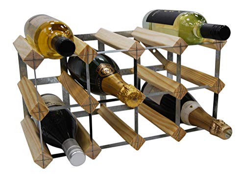 DS WINEWARE 12 Botellas 4 x 2 Tradicional Vino Rack – Completamente ensamblado – FSC Certificado Natural Pino