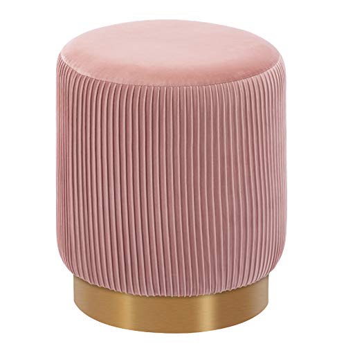 Duhome Taburete banqueta tapizada Redondo Acolchado Tela Plisada 9163, Color:Rosa Claro, Material:Terciopelo Duhome Taburete banqueta tapizada Redondo Acolchado Tela Plisada 9163, Color:Rosa Claro, Material:Terciopelo