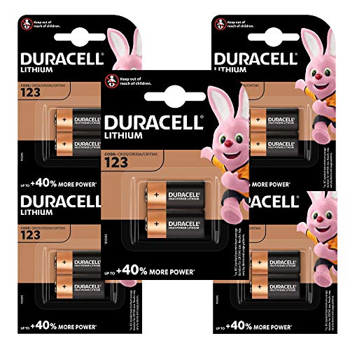 Duracell - Pilas de litio 123 High Power de 6 V, paquete de 10 unidades, CR123 / CR123A / CR17345, diseñadas para su uso en sensores, cerraduras sin llave, flash de cámara y linternas