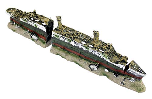 DZL- Acuario Barco Decoraciones de Forma Resina Titanic Ornamento del Acuario del Barco Decoración Adorno de pecera