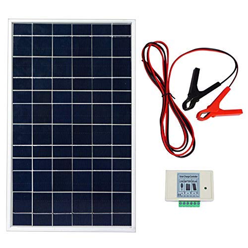 ECO-WORTHY Kit de sistema de panel solar de 10 vatios: 1 módulo solar de 10 W 12 V con controlador de carga de 3 A con cables de batería 12 voltios cargador de batería para RV Boat