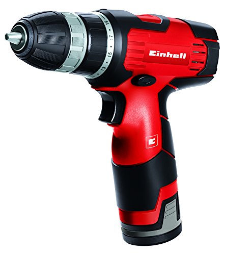 Einhell TH-CD 12 Li - Taladro sin cable, 1 velocidad, batería de 1.3 Ah, 22 Nm, portabrocas 10 mm, 12 V, color negro y rojo