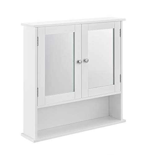 [en.casa] Mueble de Pared para el baño – 58x56x13cm - Blanco - Armario de Pared