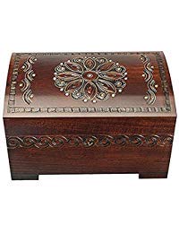 Enchanted World of Boxes Caja de joyería Grande con diseño de Flores y Madera de Abeto con Cerradura y Llave