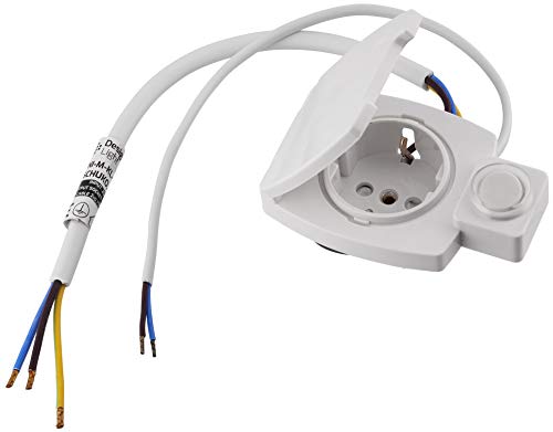 Enchufe empotrable para muebles IP44 con interruptor universal – todo en uno – Marco + pieza empotrable + cubierta – blanco natural Enchufe empotrable para muebles IP44 con interruptor universal – todo en uno – Marco + pieza empotrable + cubierta – blanco natural
