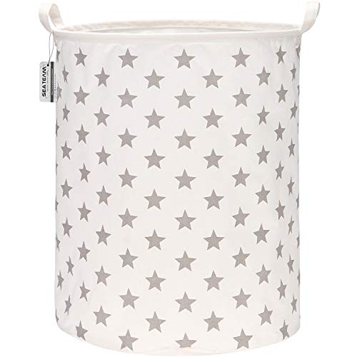 Equipo de mar de 19.7 pulgadas Recubrimiento impermeable de gran tamaño Tejido de algodón Ramie Plegable Cesto para la ropa Canasta de almacenamiento de lona de arpillera cilíndrica con elegante Equipo de mar de 19.7 pulgadas Recubrimiento impermeable de gran tamaño Tejido de algodón Ramie Plegable Cesto para la ropa Canasta de almacenamiento de lona de arpillera cilíndrica con elegante
