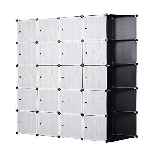 eSituro Armario Organizador Modular Estanterías de Montaje de DIY, Armario de Almacenamiento de Plástico, Armario Estantería con Puertas, 185 x 35 x 185 cm Negro+Blanco SGR0042 eSituro Armario Organizador Modular Estanterías de Montaje de DIY, Armario de Almacenamiento de Plástico, Armario Estantería con Puertas, 185 x 35 x 185 cm Negro+Blanco SGR0042
