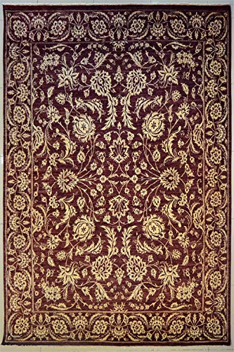 etnico Alfombra de doble nudo Ziegler Chobi de 8'0 x 10'2 hecha con tintes vegetales – 243 cm x 309 cm marrón oscuro diseño simétrico alfombra