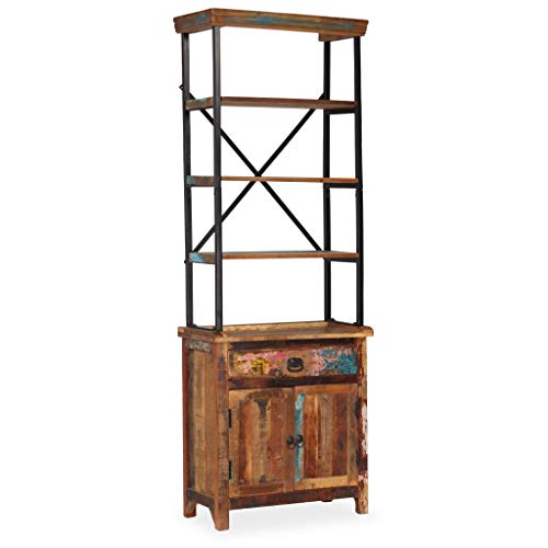Festnight Aparador Buffet Estilo Vintage con 1 Cajón 1 Armario Grande y 3 Estantes Estructura de Acero Madera Maciza Reciclada 65x30x180cm Festnight Aparador Buffet Estilo Vintage con 1 Cajón 1 Armario Grande y 3 Estantes Estructura de Acero Madera Maciza Reciclada 65x30x180cm