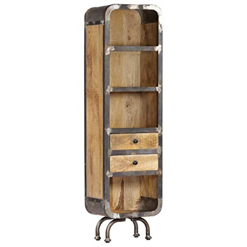 Festnight Aparador de Madera Maciza de Mango con 2 Cajones y 4 Estantes 40x30x145 cm Festnight Aparador de Madera Maciza de Mango con 2 Cajones y 4 Estantes 40x30x145 cm