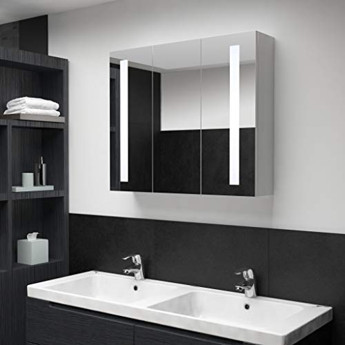 Festnight Armario de Cuarto de Baño con Espejo y LED Armario de Baño Organizador Armario Espejo Baño Armario de Pared con 3 Puertas 89x14x62 cm Festnight Armario de Cuarto de Baño con Espejo y LED Armario de Baño Organizador Armario Espejo Baño Armario de Pared con 3 Puertas 89x14x62 cm