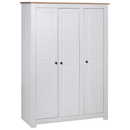 Festnight Armario Ropero Roperos de Dormitorio de Madera Maciza de Pino Blanco 118x50x171,5 cm con 3 Puertas 4 estantes y un Compartimento Grande Festnight Armario Ropero Roperos de Dormitorio de Madera Maciza de Pino Blanco 118x50x171,5 cm con 3 Puertas 4 estantes y un Compartimento Grande