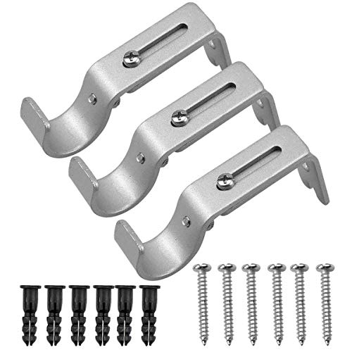 Fodlon Set de 3 Soportes Ajustables de Pared, Barra de Cortina Soportes, Soporte de Poste de Cortina de Metal Soportes para Cortinas Fodlon Set de 3 Soportes Ajustables de Pared, Barra de Cortina Soportes, Soporte de Poste de Cortina de Metal Soportes para Cortinas