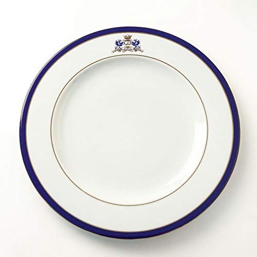 FranquiHOgar Platos de presentación Grandes 30 cm, Bajoplatos de Porcelana para Servir Clásicos | Juego de 12 Platos Duisburg Blancos Decorados con Oro y un Toque de Azul Cobalto