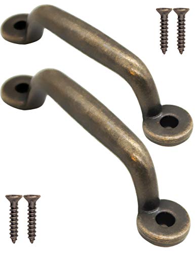 FUXXER® - 2 tiradores para cajones antiguos, diseño de bronce antiguo, para puertas correderas, armarios, cajones, cocinas, buffet, 89 x 22 mm, juego de 2 unidades