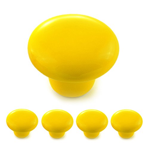 Ganzoo - Juego de 4 pomos de porcelana y cerámica amarillos para muebles, tiradores de puertas y armarios Ganzoo - Juego de 4 pomos de porcelana y cerámica amarillos para muebles, tiradores de puertas y armarios
