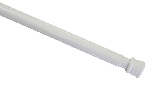 Gardinia Barra extensible de metal para montaje sin tornillos ni agujeros, diámetro 23/26 mm, longitud 90-140 cm, color blanco