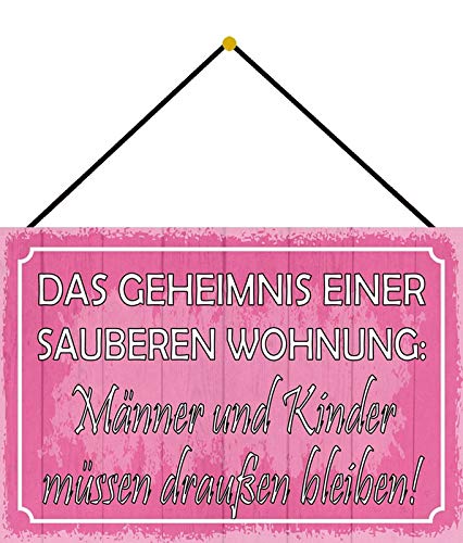 Generisch Cartel de Chapa 20 x 30 cm Curvado con cordón, el Secreto de un apartamento Limpio con Texto en alemán