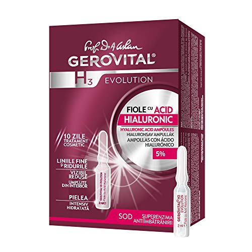 Gerovital H3 Evolution 229 - Ampollas con ácido hialurónico de alta concentración 5%, 30+ antiedad – 10 ampollas x 2 ml