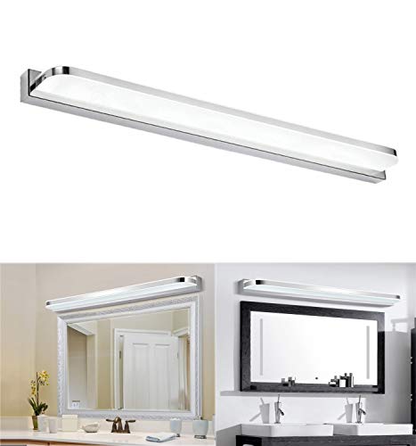 Glighone 14W 62cm Luz Baño Lámpara Espejo LED 2835SMD 6500k Luz de Maquillaje contra Niebla Impermeable Apliques Acero Inoxidable para Tocador Probador Cuarto de Baño, Blanco Frío